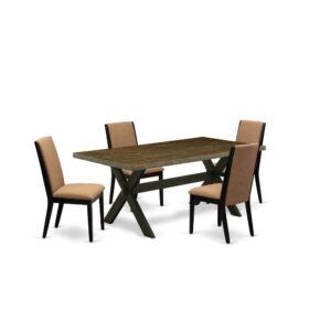 EAST WEST FURNITURE 5-PIECE DINING ROOM TABLE SET WITH 4 DINING ROOM CHAIRS AND WOOD TABLE