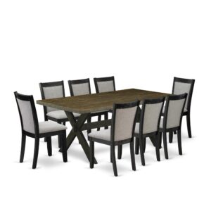 This Dining Table Set  Includes A Wood Table With 8 Parson Chairs To Make Your Friends And Family Meals More Leisurely And Pleasant. The Structure Of This Mid Century Dining Set  Is Created Of High Quality Rubber Wood