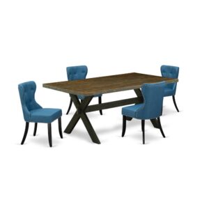 EAST WEST FURNITURE 5-PIECE DINETTE ROOM SET- 4 FABULOUS KITCHEN CHAIRS AND 1 RECTANGULAR TABLE