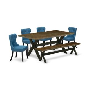 EAST WEST FURNITURE 6-PC DINING ROOM TABLE SET- 4 EXCELLENT KITCHEN PARSON CHAIRS
