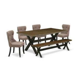 EAST WEST FURNITURE 6-PC DINING ROOM SET- 4 AMAZING KITCHEN CHAIRS