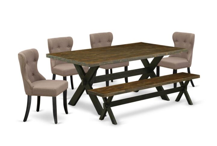 EAST WEST FURNITURE 6-PC DINING ROOM SET- 4 AMAZING KITCHEN CHAIRS