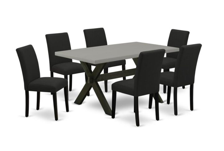 EAST WEST FURNITURE 7 - PIECE DINING ROOM SET INCLUDES 6 MODERN CHAIRS AND RECTANGULAR DINING TABLE