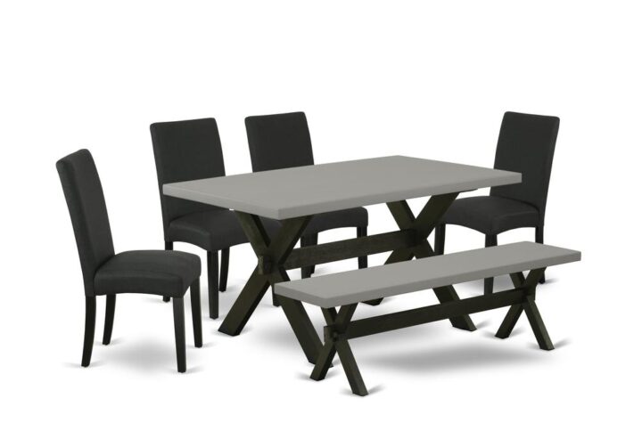 EAST WEST FURNITURE 6-PC KITCHEN ROOM TABLE SET- 4 AMAZING PADDED PARSON CHAIR
