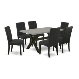 EAST WEST FURNITURE 7-PIECE MODERN DINING SET- 6 WONDERFUL PARSON DINING ROOM CHAIRS AND 1 RECTANGULAR DINING TABLE