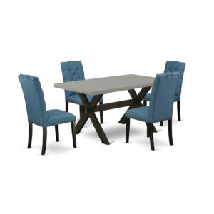 EAST WEST FURNITURE 5-PC DINING TABLE SET WITH 4 PARSON DINING ROOM CHAIRS AND WOOD TABLE