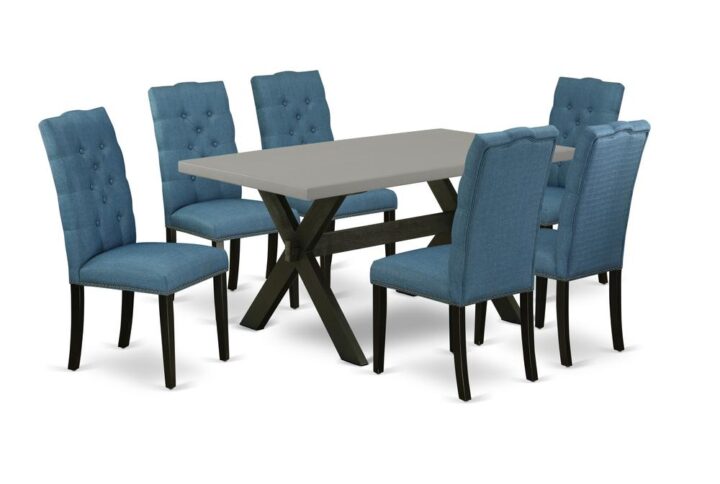 EAST WEST FURNITURE 7-PIECE DINING ROOM SET WITH 6 KITCHEN CHAIRS AND DINING TABLE