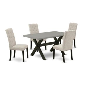 EAST WEST FURNITURE 5-PC DINING ROOM SET WITH 4 KITCHEN PARSON CHAIRS AND RECTANGULAR KITCHEN TABLE