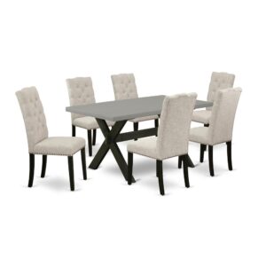 EaST WEST FURNITURE 7-PIECE KITCHEN TaBLE set 6 aMaZING PaRSONS DINING ROOM CHaIRS and RECTaNGULaR MODERN DINING TaBLE