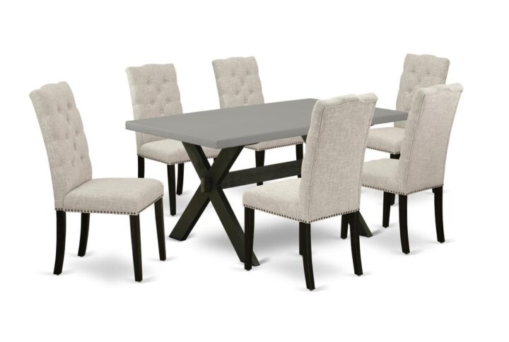 EaST WEST FURNITURE 7-PIECE KITCHEN TaBLE set 6 aMaZING PaRSONS DINING ROOM CHaIRS and RECTaNGULaR MODERN DINING TaBLE