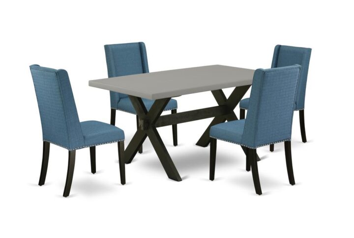 EAST WEST FURNITURE 5-PIECE DINING ROOM TABLE SET WITH 4 KITCHEN PARSON CHAIRS AND rectangular TABLE