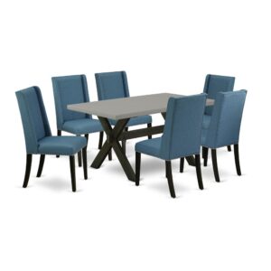 EaST WEST FURNITURE 7-PC DINNING ROOM TaBLE SET 6 aMaZING DINING CHaIRS and RECTaNGULaR DINING ROOM TaBLE