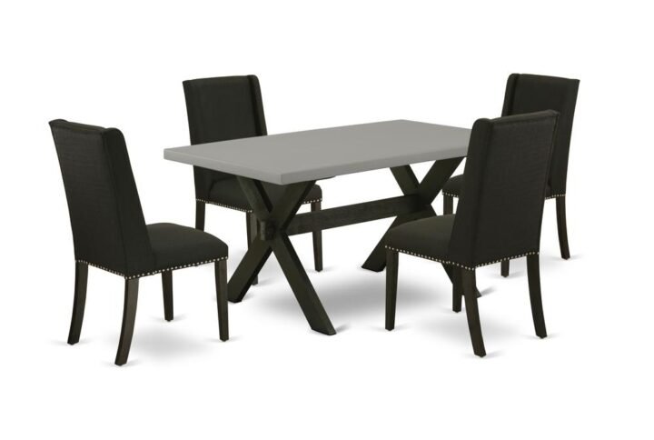 EAST WEST FURNITURE 5-PIECE RECTANGULAR DINING ROOM TABLE SET WITH 4 MODERN DINING CHAIRS AND RECTANGULAR DINING TABLE