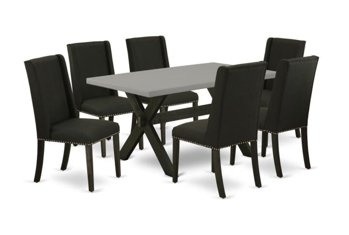 EaST WEST FURNITURE 7-PC DINING TaBLE SET 6 aMaZING PaRSONS CHaIRS and RECTaNGULaR DINING TaBLE