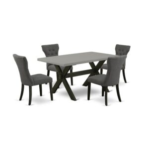 EAST WEST FURNITURE 5-PIECE MODERN DINING TABLE SET WITH 4 PADDED PARSON CHAIRS AND RECTANGULAR KITCHEN TABLE