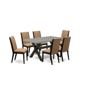 EAST WEST FURNITURE 7-PIECE DINING SET WITH 6 PARSON CHAIRS AND MODERN DINING TABLE