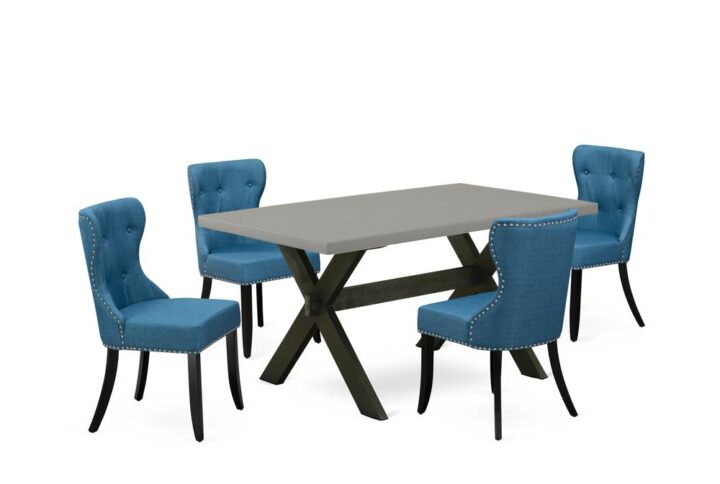 EAST WEST FURNITURE 5-PIECE DINING TABLE SET- 4 FABULOUS KITCHEN PARSON CHAIRS AND 1 dining table