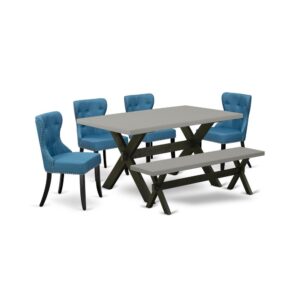 EAST WEST FURNITURE 6-PIECE DINING TABLE SET- 4 FABULOUS KITCHEN PARSON CHAIRS
