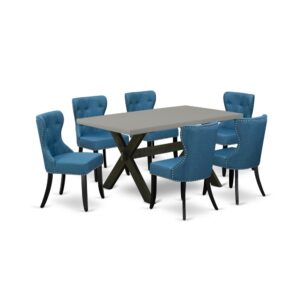 EAST WEST FURNITURE 7-PC DINING ROOM TABLE SET- 6 WONDERFUL PARSON CHAIRS AND 1 dining table