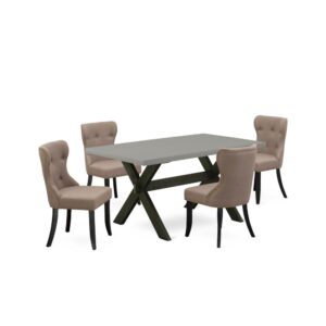 EAST WEST FURNITURE 5-Pc KITCHEN DINING ROOM SET- 4 FABULOUS DINING CHAIRS AND 1 MODERN DINING ROOM TABLE