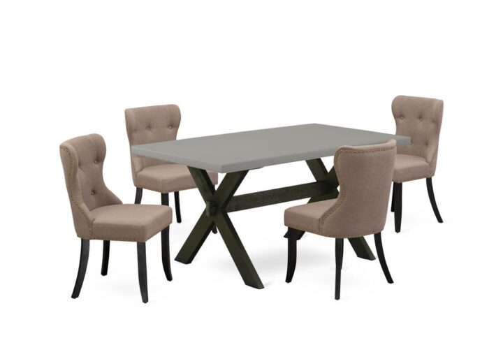 EAST WEST FURNITURE 5-Pc KITCHEN DINING ROOM SET- 4 FABULOUS DINING CHAIRS AND 1 MODERN DINING ROOM TABLE