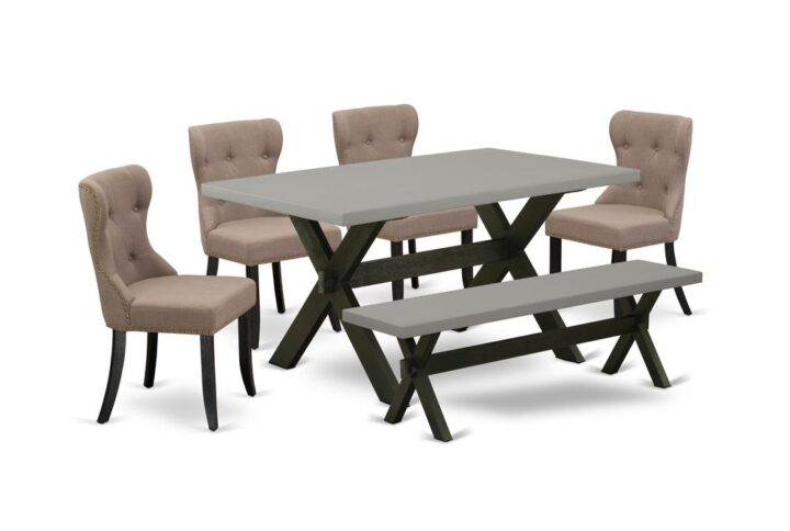 EAST WEST FURNITURE 6-PC DINETTE ROOM SET- 4 FABULOUS UPHOLSTERED DINING CHAIRS