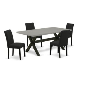 EAST WEST FURNITURE 5 - PIECE WOODEN DINING TABLE SET INCLUDES 4 DINING CHAIRS AND RECTANGULAR TABLE