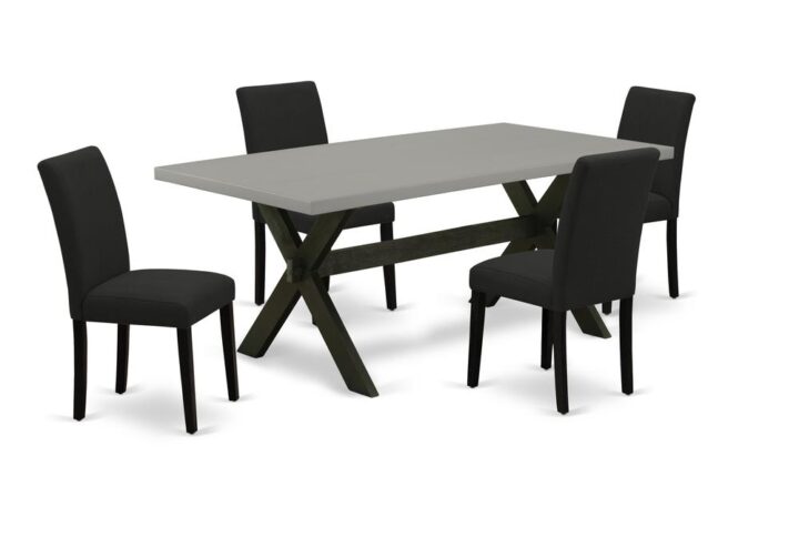 EAST WEST FURNITURE 5 - PIECE WOODEN DINING TABLE SET INCLUDES 4 DINING CHAIRS AND RECTANGULAR TABLE