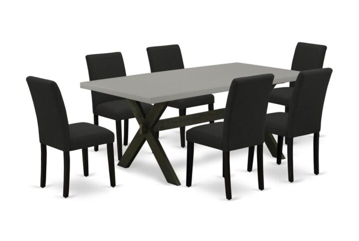 EAST WEST FURNITURE 7 - PC DINING SET INCLUDES 6 MODERN DINING CHAIRS AND RECTANGULAR TABLE