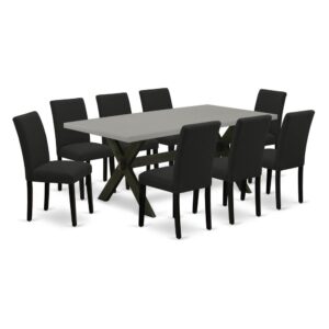 EAST WEST FURNITURE 9 - PIECE MODERN DINING TABLE SET INCLUDES 8 MODERN CHAIRS AND MODERN RECTANGULAR DINING TABLE