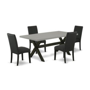 EaST WEST FURNITURE 5-PC DINING ROOM TaBLE SET 4 LOVELY UPHOLSTERED DINING CHaIRS and RECTaNGULaR DINETTE TaBLE