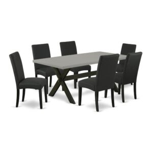 EaST WEST FURNITURE 7-PIECE DINING ROOM SET 6 LOVELY PaRSON CHaIR and MODERN RECTaNGULaR DINING TaBLE