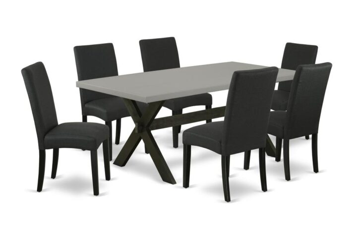 EaST WEST FURNITURE 7-PIECE DINING ROOM SET 6 LOVELY PaRSON CHaIR and MODERN RECTaNGULaR DINING TaBLE