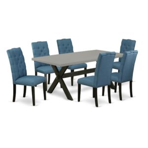 EAST WEST FURNITURE 7-PC KITCHEN SET WITH 6 KITCHEN CHAIRS AND DINING ROOM TABLE