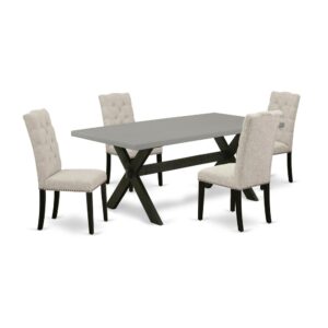 EAST WEST FURNITURE 5-PC KITCHEN TABLE SET WITH 4 DINING CHAIRS AND RECTANGULAR DINING ROOM TABLE