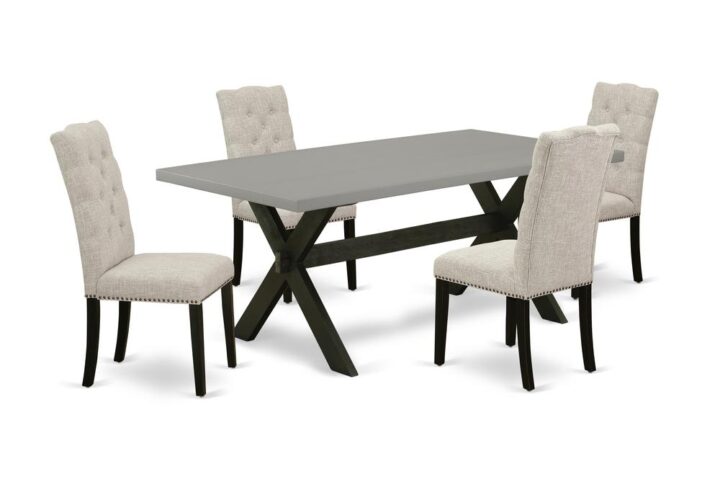 EAST WEST FURNITURE 5-PC KITCHEN TABLE SET WITH 4 DINING CHAIRS AND RECTANGULAR DINING ROOM TABLE