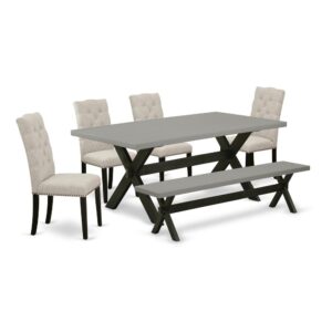 EaST WEST FURNITURE 6-PC SMaLL DINING TaBLE SET 4 STUNNING PaRSON DINING CHaIRS and BUTTERFLY LEaF RECTaNGULaR TaBLE