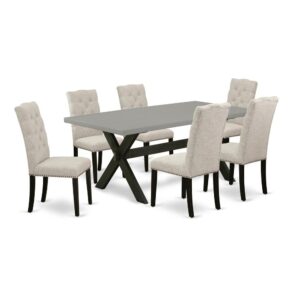 EaST WEST FURNITURE 7-PIECE KITCHEN DINING TaBLE SET 6 FaNTaSTIC DINING CHaIRS and RECTaNGULaR DINING TaBLE