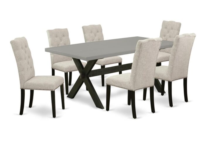 EaST WEST FURNITURE 7-PIECE KITCHEN DINING TaBLE SET 6 FaNTaSTIC DINING CHaIRS and RECTaNGULaR DINING TaBLE