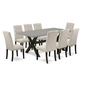 EaST WEST FURNITURE 9-PC DINING TaBLE SET 8 BEaUTIFUL KITCHEN PaRSON CHaIR andrectangularTaBLE