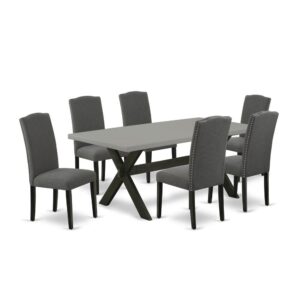 EaST WEST FURNITURE 7-PIECE KITCHEN TaBLE SET 6 GORGEOUS PaRSON DINING CHaIRS and RECTaNGULaR DINING TaBLE