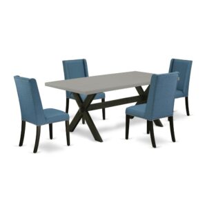 EAST WEST FURNITURE 5-PIECE MODERN DINING TABLE SET WITH 4 PADDED PARSON CHAIRS AND rectangular TABLE