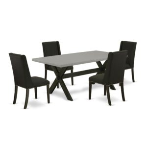 EAST WEST FURNITURE 5-PIECE DINING TABLE SET WITH 4 PARSON DINING CHAIRS AND KITCHEN RECTANGULAR TABLE