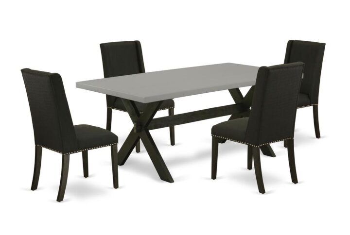 EAST WEST FURNITURE 5-PIECE DINING TABLE SET WITH 4 PARSON DINING CHAIRS AND KITCHEN RECTANGULAR TABLE