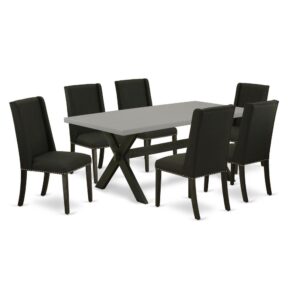 EaST WEST FURNITURE 7-PC KITCHEN SET 6 WONDERFUL PaRSON CHaIRS and RECTaNGULaR WOOD TaBLE