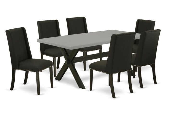 EaST WEST FURNITURE 7-PC KITCHEN SET 6 WONDERFUL PaRSON CHaIRS and RECTaNGULaR WOOD TaBLE
