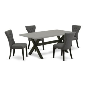 EAST WEST FURNITURE 5-PIECE DINING SET WITH 4 PARSON DINING CHAIRS AND RECTANGULAR DINING TABLE
