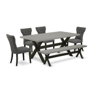 EaST WEST FURNITURE 6-PC DINETTE SET 4 GORGEOUS PaRSON CHaIRS and RECTaNGLE TaBLE