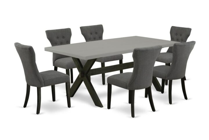 EaST WEST FURNITURE 7-PIECE DINNING ROOM TaBLE SET 6 BEaUTIFUL KITCHEN PaRSON CHaIR and RECTaNGULaR DINETTE TaBLE