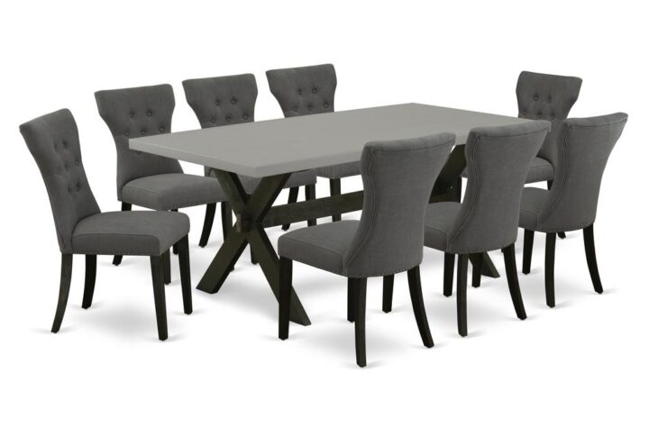 EaST WEST FURNITURE 5-PIECE RECTaNGULaR DINING TaBLE SET 8 WONDERFUL PaDDED PaRSON CHaIR and RECTaNGULaR DINING TaBLE